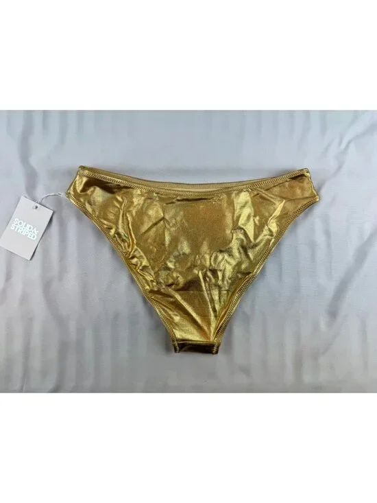 NWT SOLID & STRIPED The Nani metallic mid-rise bikini briefs Size Small $108 - Picture 4 of 13